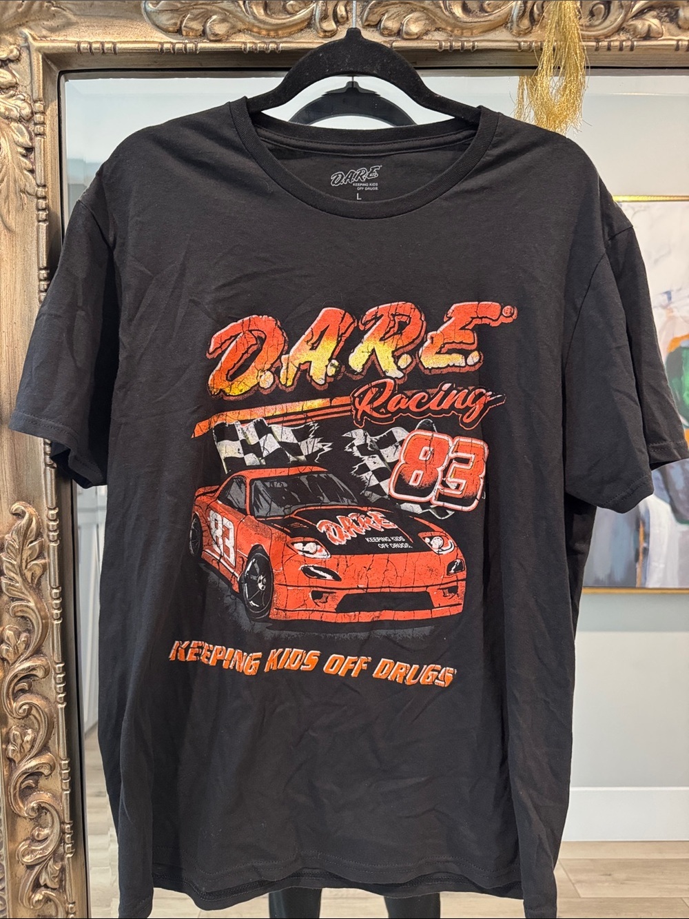 DARE Racing Men's Black Short-Sleeve Tee with Red Car Graphic